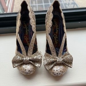 Irregular Choice "Curtain Call" Gold Polka Dot Heels